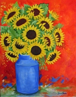 Joann Blake - Yellow Sunflowers in Blue Vase