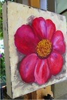 Joann Blake - Pink Flower on Canvas - Side View