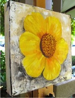 Joann Blake - Yellow Flowers on Canvas - Side View
